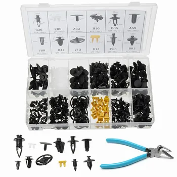 

250Pcs Plastic Clips Fasteners +Clasp Forceps Car Door For Fender Push Pin Rivet Trim Clip Panel Body Screws Retainer Kit