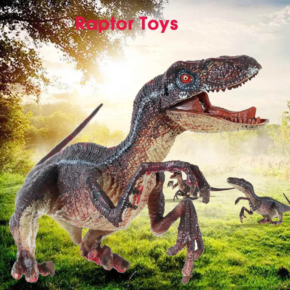

LBLA 2Colors Raptor Dinosaur Action Toy Solid Simulation Dinosaur Model Decoration Learning Educational Kids Birthday Gift
