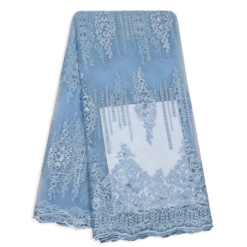 

New Arrival High French Tulle Net Fabric Gold Fabrics Lace Embroidered Rhinestones Beads African Laces For Bridal Wedding Dress