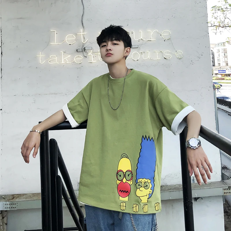 

Men's Short Sleeve T-Shirt 2019 Summer New Cartoon Print Cool Short Sleeve T-Shirt Youth Personality Fashion Trend Men's Wear