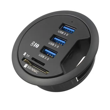 

USB Splitter Converter Adapter Hub 3 x USB Port & Card Reader & DC Port for Power Data Supply Black