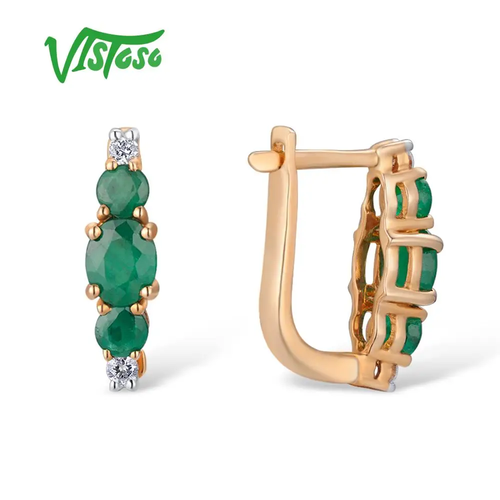 VISTOSO золотые серьги кольца для женщин 14K 585 из розового золота и элегантных