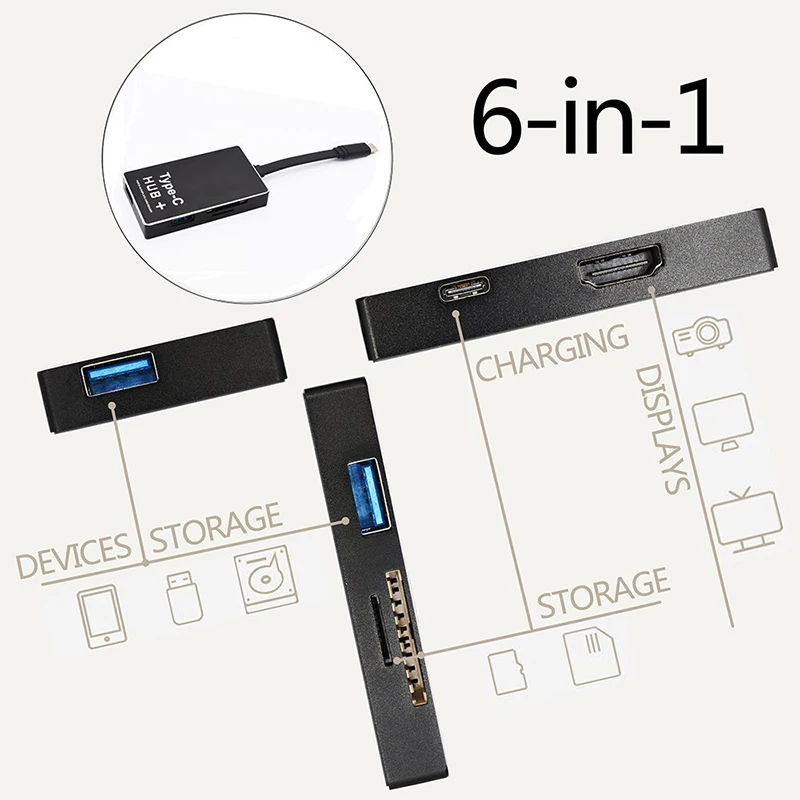 Basix USB C концентратор к HDMI 4 K 3 0 TF SD Card Reader Thunderbolt Dex режим адаптер для MacBook samsung S8 Тип