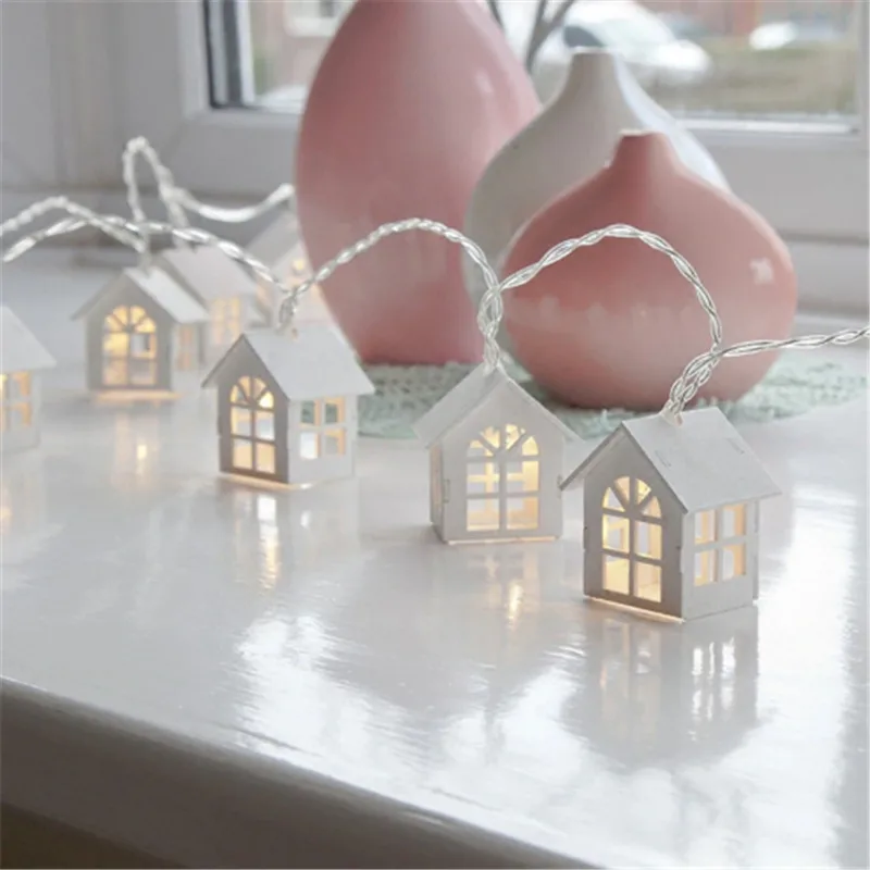 LED Garland Wood House String 1.5m 10LEDs Room Decor Lamp Wedding Party Holiday Fairy Lights Novelty Night Light Lamp|Светодиодная