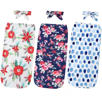 

Newborn Baby Floral Snuggle Swaddling Wrap Blanket Sleeping Bag Swaddle 2Pcs Set Sleeping Swaddle Muslin Wrap Headband