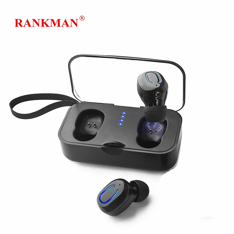 

Rankman Mini TWS Bluetooth 5.0 Wireless Earphones HD Stereo Earbuds with Mic Charging Box for Smart phones Laptops