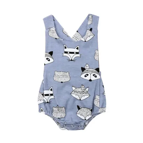 

Summer Newborn Infant Baby Boy Girl Fox Printing Sleeveless Romper Jumpsuit Playsuit Outfits