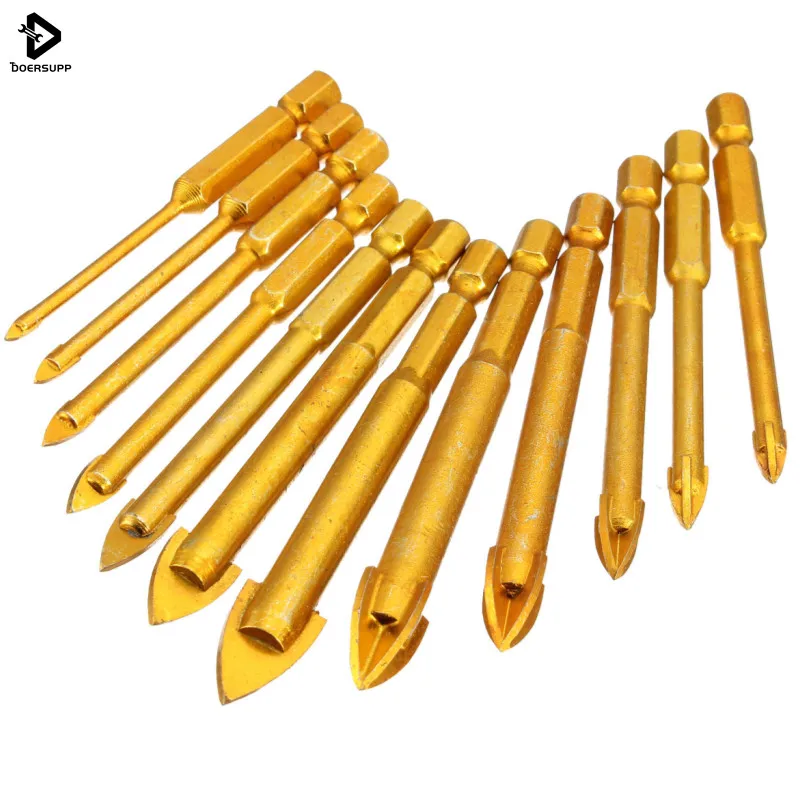 

1Pcs Hexagonal Shank Copper Tungsten Steel Drill 4/5mm Triangle Hex Shank Ceramic Drill Bits Flat Head Center Drill