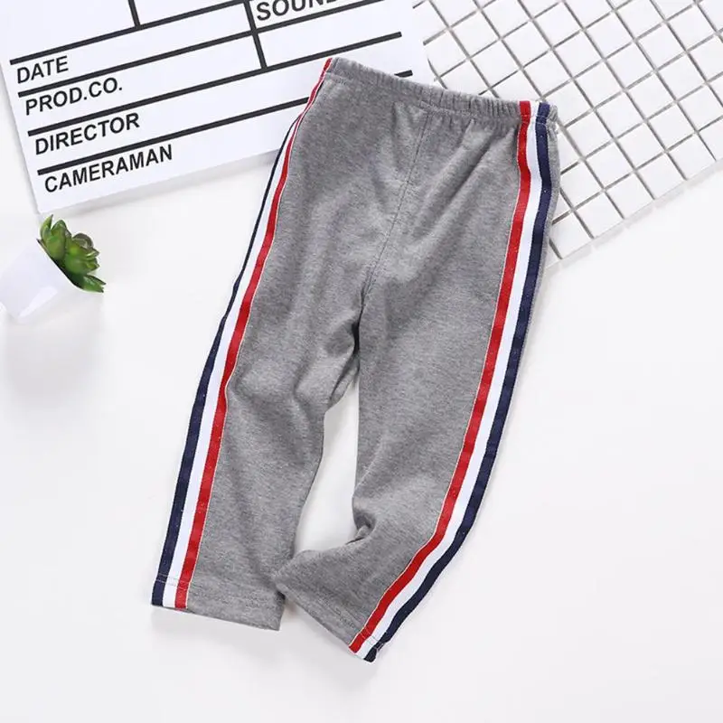 

Cotton Elastic Waist Stripe Casual Pants Children Spring Sports Trousers