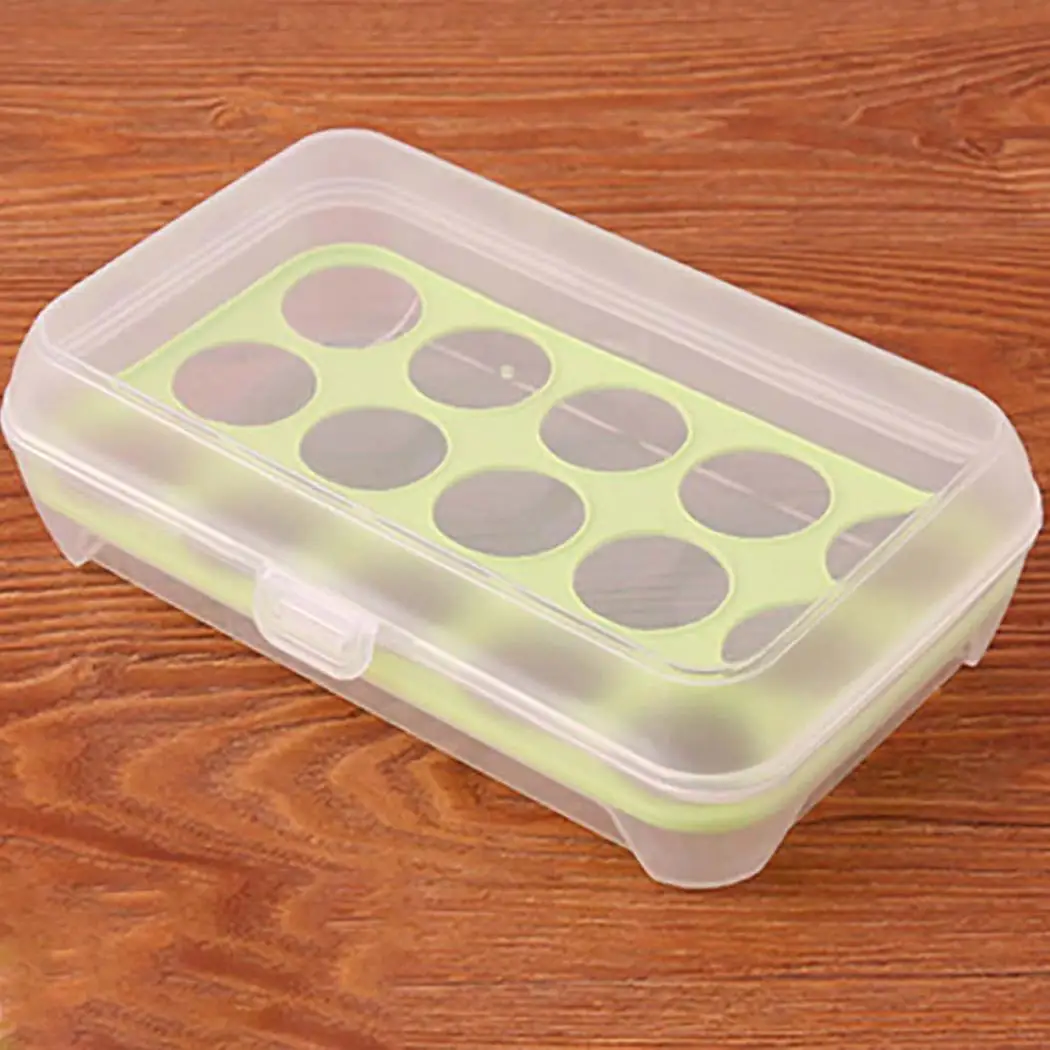 

Portable Useful 15 Eggs Container Kitchen Square Refrigerator Egg Storage Box Solid
