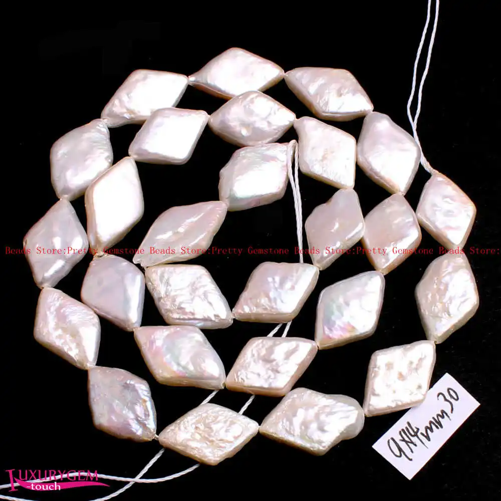 

Free Shipping 9x14mm White Color Natural Freshwater Pearl Rhombus Shape DIY Gems Loose Beads Strand 15" Jewelry Making w4118