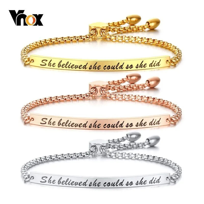

Vnox She believed she could so she did Bracelets for Women Girl Stainless Steel Bangle Inspiration Gifts for Her