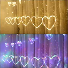 1 шт. в форме сердца светодиодные струсветодио дный огни занавеска струнная Лампа Рождественская Свадебная вечеринка украшение светодио дный светодиодная Фея световая Строка 220 в EU штекер