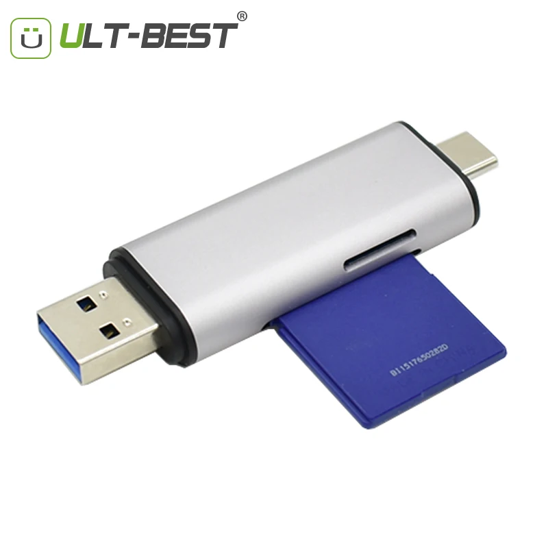 

ULT-Best SD Card Reader USB Type C USB 3.0 OTG Memory Card Adapter 2 Slots for TF, SD, Micro SD, SDXC, SDHC, MMC, RS-MMC