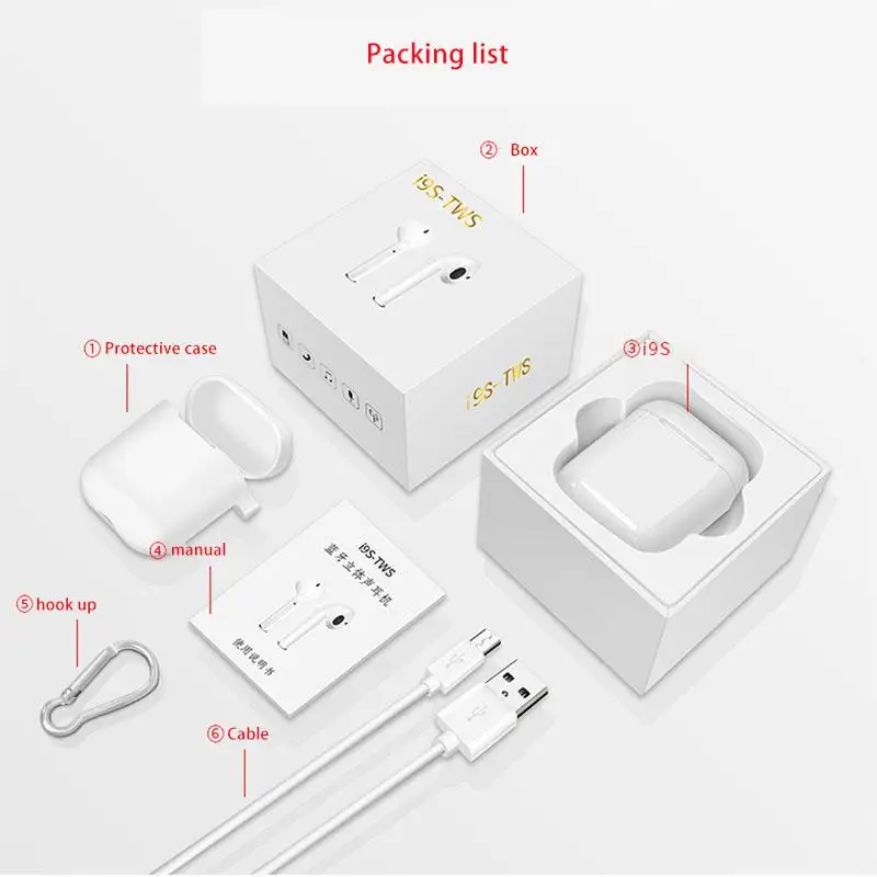 

BEESCLOVER i9S TWS Wireless Bluetooth Earbuds earphones Bluetooth v4.1 earset for iPhone & Android with Charging box r25