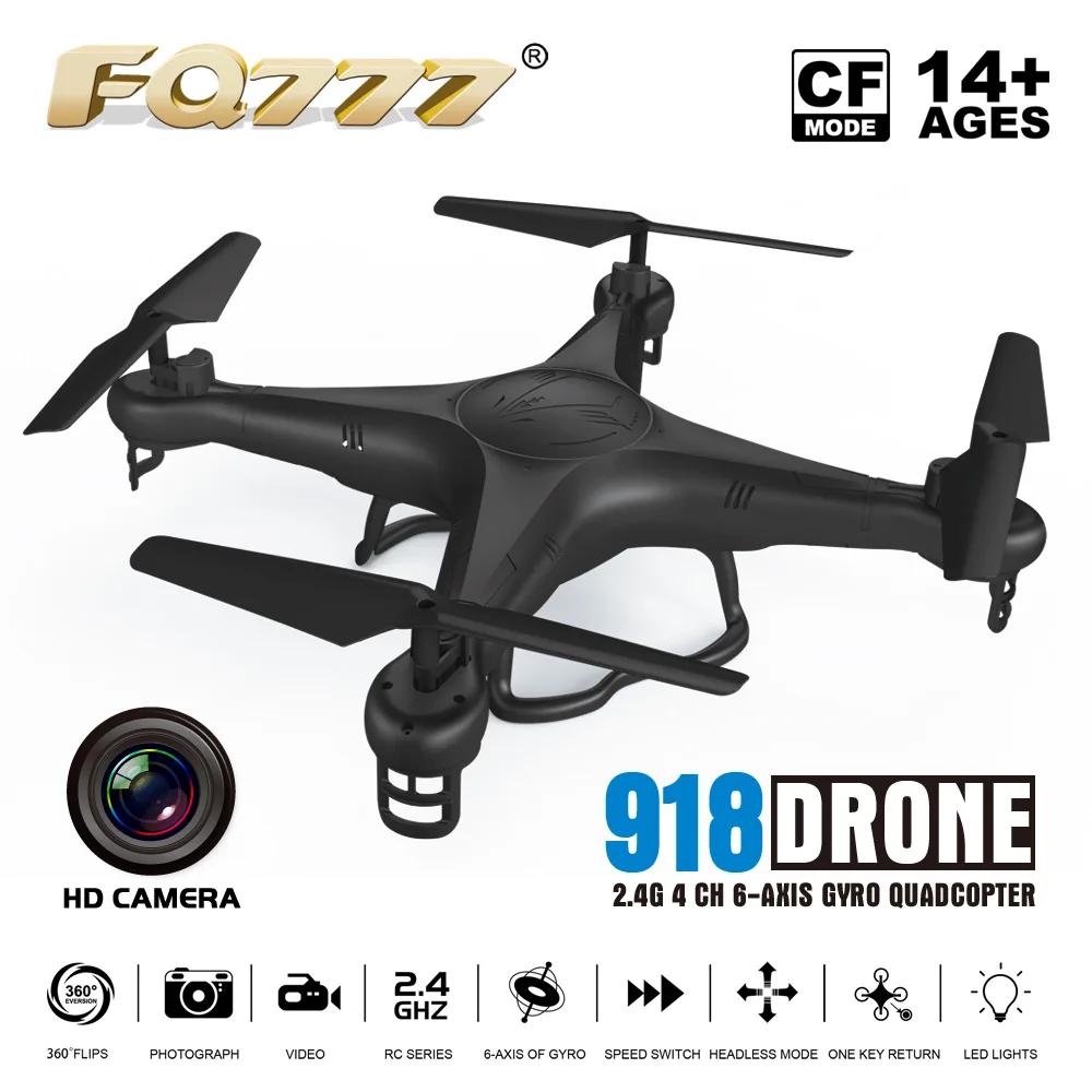 

FQ777-918C Drone Headless RC Helicopter Mode 2.4G 4CH 6 Axle Gyro Quadcopter WIFI FPV With 2MP HD Camera RTF Remote Control Toy