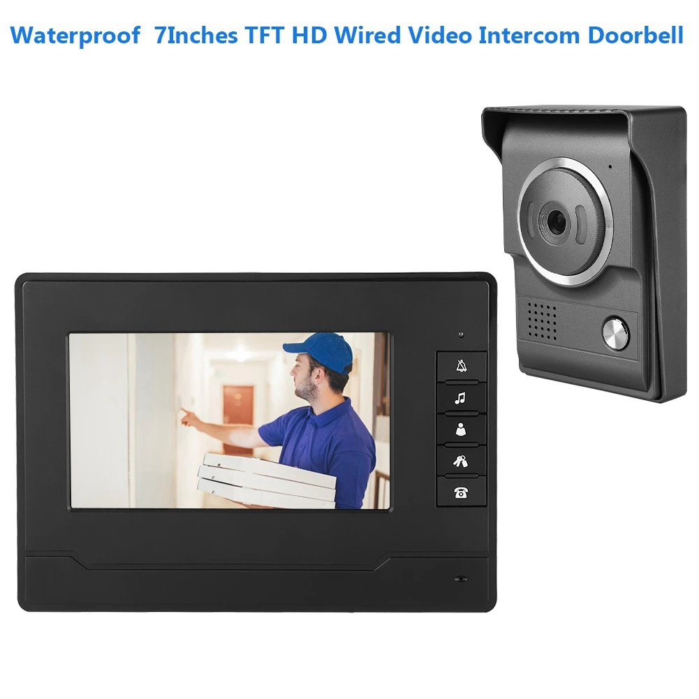7 дюймов TFT/LCD HD Водонепроницаемый проводной видеодомофон инфракрасный дверной