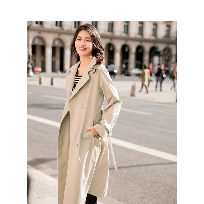 INMAN 2019 Spring New Arrival Turn down Collar Retro Hongkong Style Casual All-match Conclude Belt Long Sleeves Women Coat