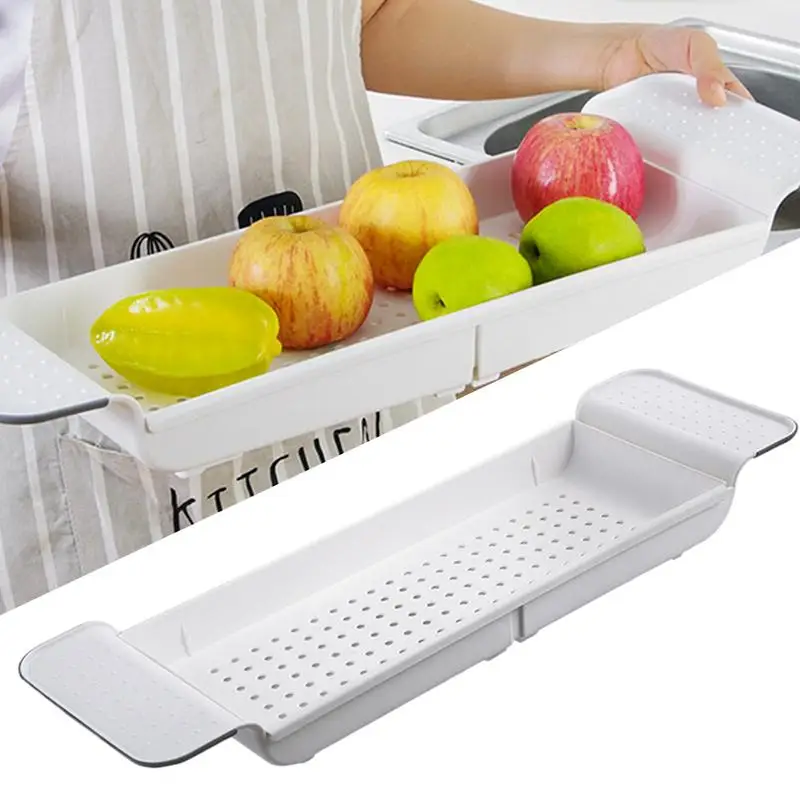 Retractable Drain Bathtub Frame Bathroom Plastic Bath Shelf Rack