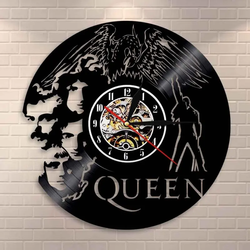 

Free shipping Music Wall Clock Vinyl Wall Clock retro nostalgia Queen Band 2 Queen Wall Clock