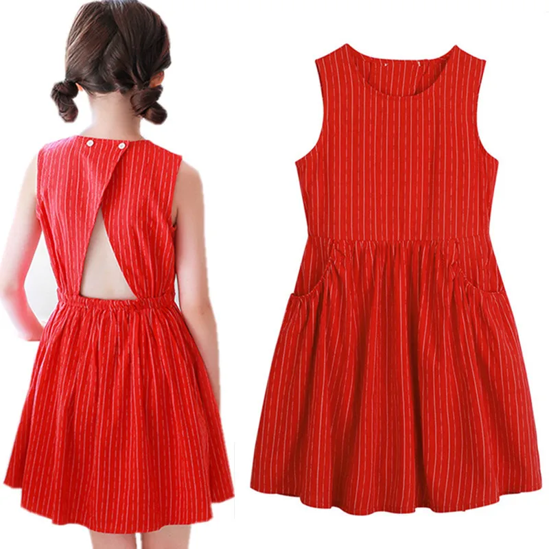 

Kids & big girls summer sleeveless fit and flare dress kids fashion casual beach holiday dresses clothes 6 to 14 years