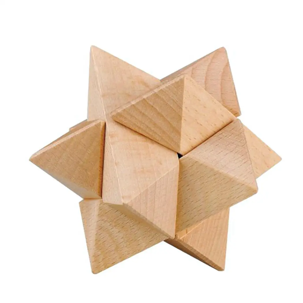 Wooden Wire Toys Game Wooden Metal Teaser Adults Kids Puzzles Toy Brain 3D Game Puzzle Interlocking Burr Educational