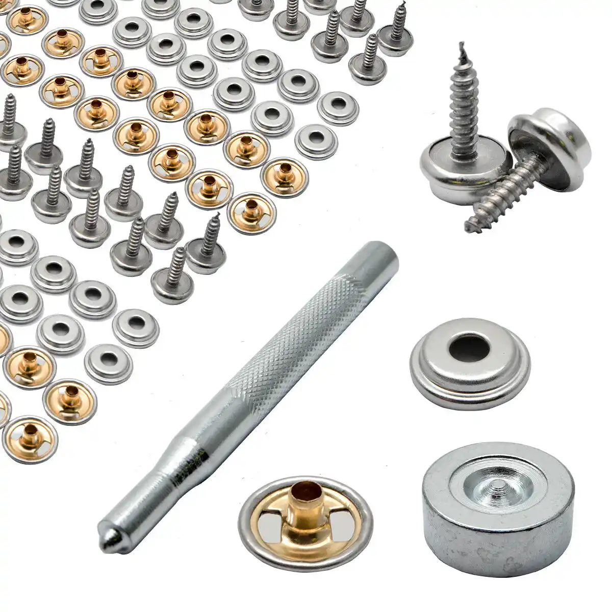 62Pcs Stainless Steel Screw Snap Fastener Kit Press Studs for Boat Canvas Cover
