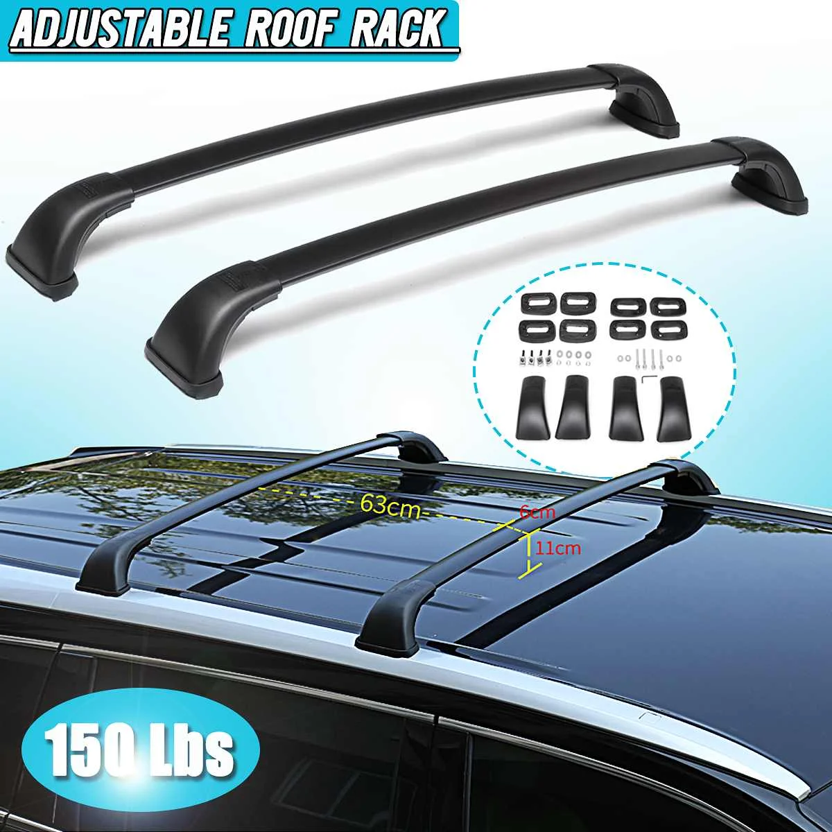

Black Roof Rack Cross Bars Luggage Cargo Carrier For Toyota Highlander LE 2014 2015 2016 2017