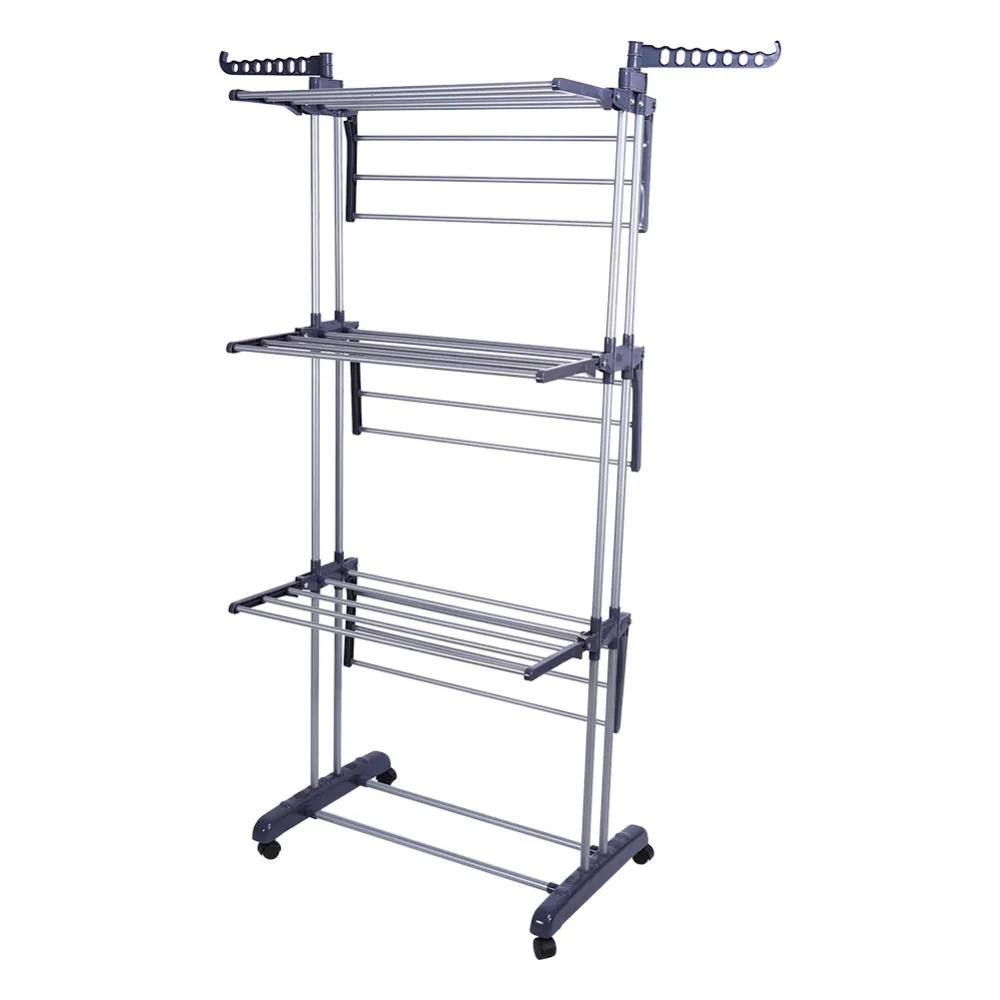 

1Pcs Roller Type Foldable Clothes Towels Hanger Shelf Standing Garment Rack Organizer Home