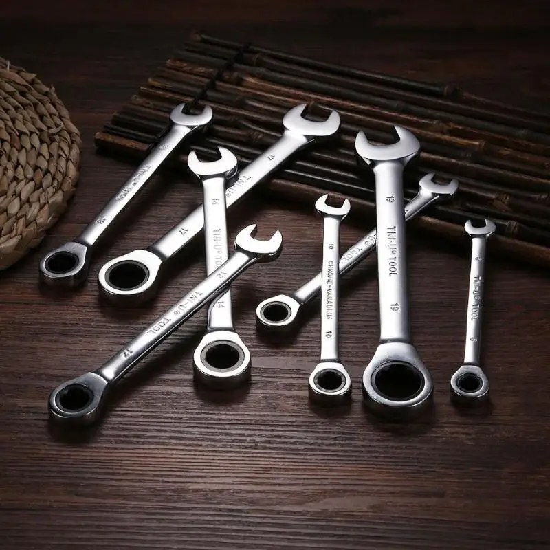 

8pcs/set 8-19mm Quick Ratchet Wrench Set Spanner Vehicle Repair Tool Kit