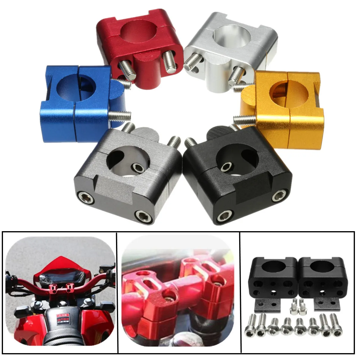 

Set of HandleBar Handle Bar Motorcycle Clamp Riser Adapter 7/8 - 1 1/8 for CNC Pit Dirt Motorcycle