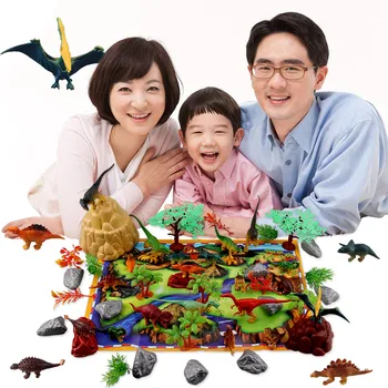 

20pcs Kids Plastic Mini Simulation Dinosaur Animals Model with 30pcs Mountains Stones Plants Tree Model Educational Toys