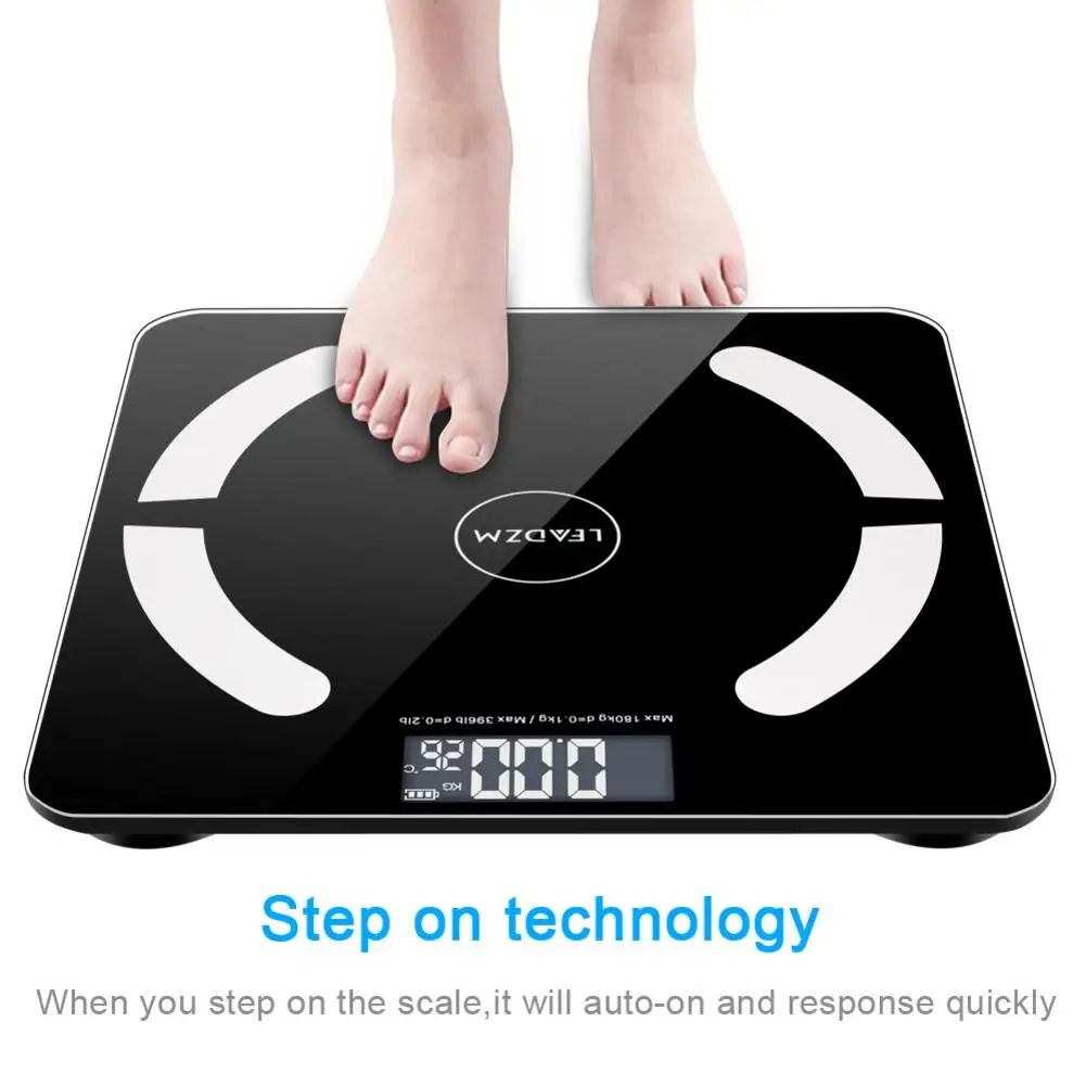 

180kg Bluetooth Smart Digital Weighing Scale Bathroom Glass Electronic Scales LCD Display Body Digital Weight Scale With APP US