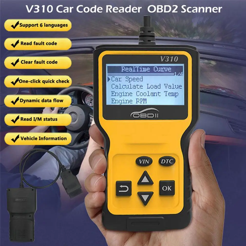 Acheter Lecteur de Code de défaut de voiture vérification du moteur V310 OBD2 Scanner outil de Diagnostic Foxwell UK