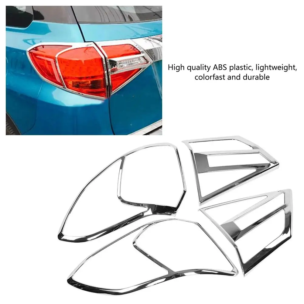 

4pcs Silver Chrome Car Auto Rear Tail Light Lamp Cover Trim Frame Sticker for Suzuki Vitara 2016 2017 2018 Car Accessories