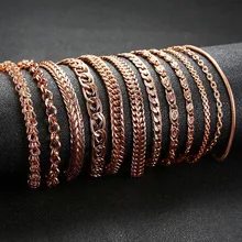 Элегантные 585 розовые браслеты из золотой цепи для женщин и мужчин из нержавеющей стали бордюр Улитка Лисохвост звено Braslet 20,5 см-24 см