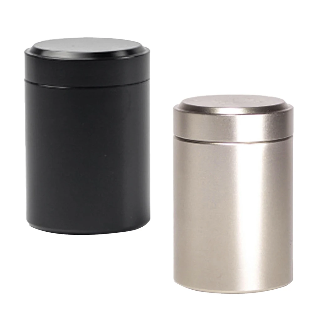 

2 Pcs Aluminium Round Tea Tins Home Kitchen Storage Containers for Coffee Spice Tea Candy Coin Storage