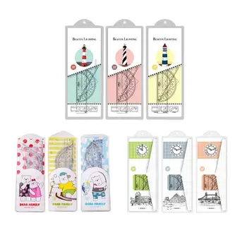 

4pcs Cartoon Straight Ruler Cute Student Drawing Measuring Triangle Rulers Set School Supplies Environmental Plastics Rulers