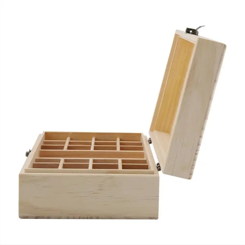 Super Large 25 Grids Wooden Essential Oil Storage Box Carrying Case Aromatherapy Organizer Treasure Jewelry Container Durable
