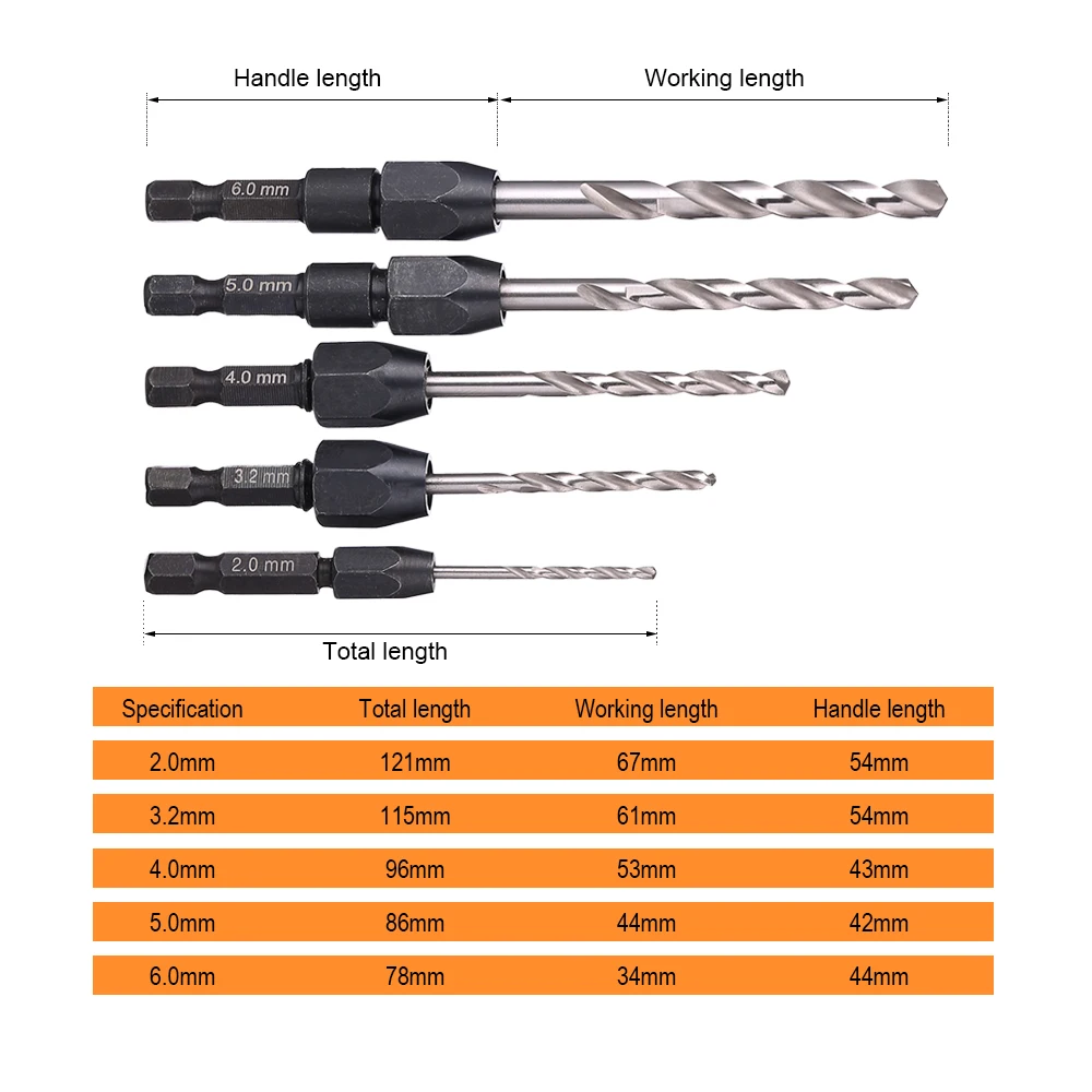 JelBo Twist Drill Bit Set for Woodworking Hex Shank Quick Change HSS Drill Bits Carpenter Drilling Tools Hole Saw Cutter