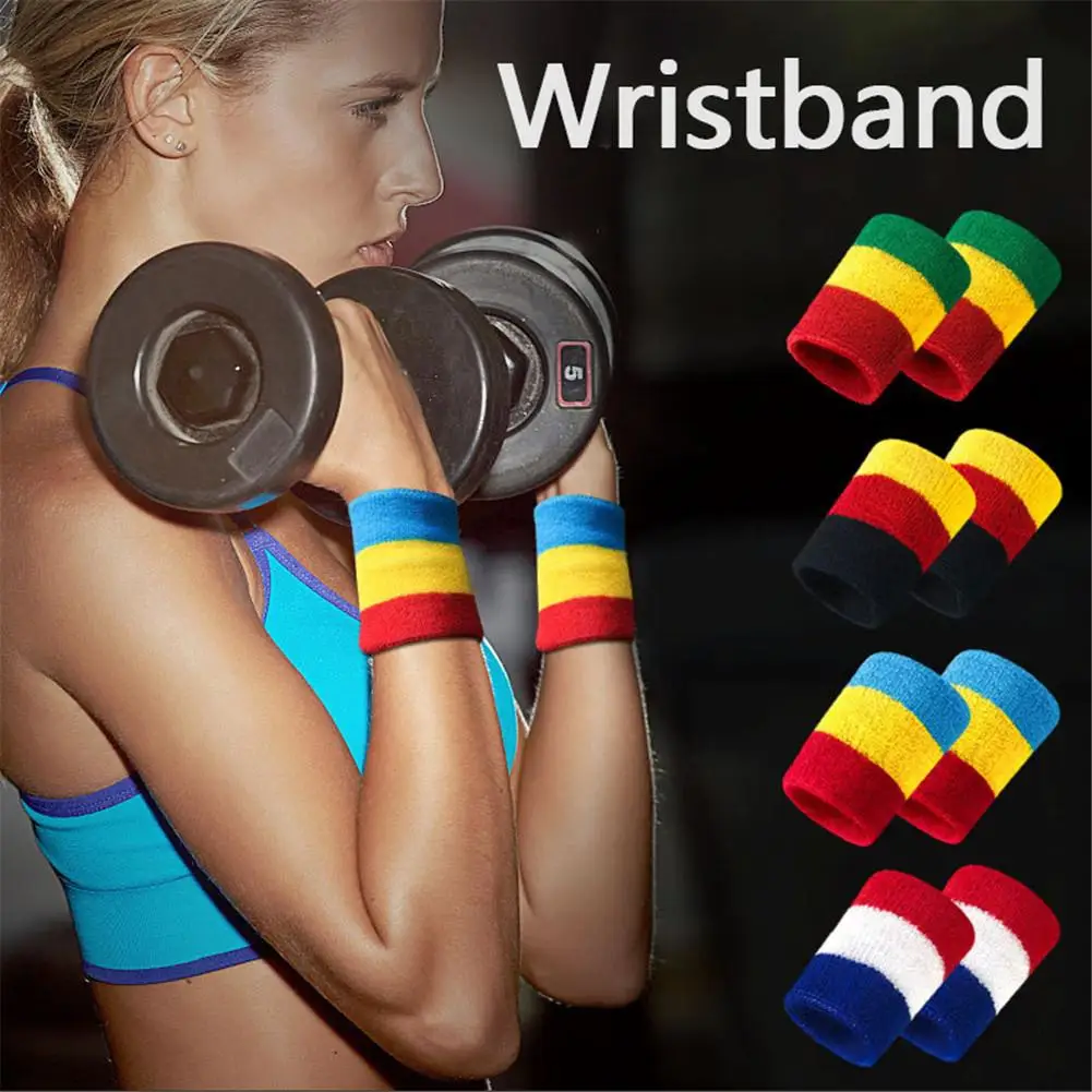 

Rainbow Wrist Support Banded Cotton Towel Lane Yarn Sweat Elastic Wristband Men Women Tennis Sport Fitness Bags Protect Headband