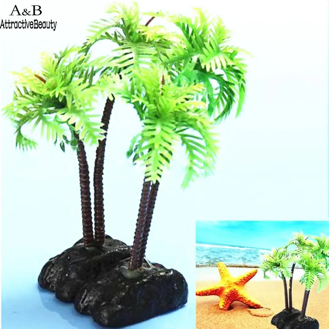 

Artificial Green Water Plants Coconut Tree Fish Tank Aquarium 3g Casual Landscape Plant Decoration