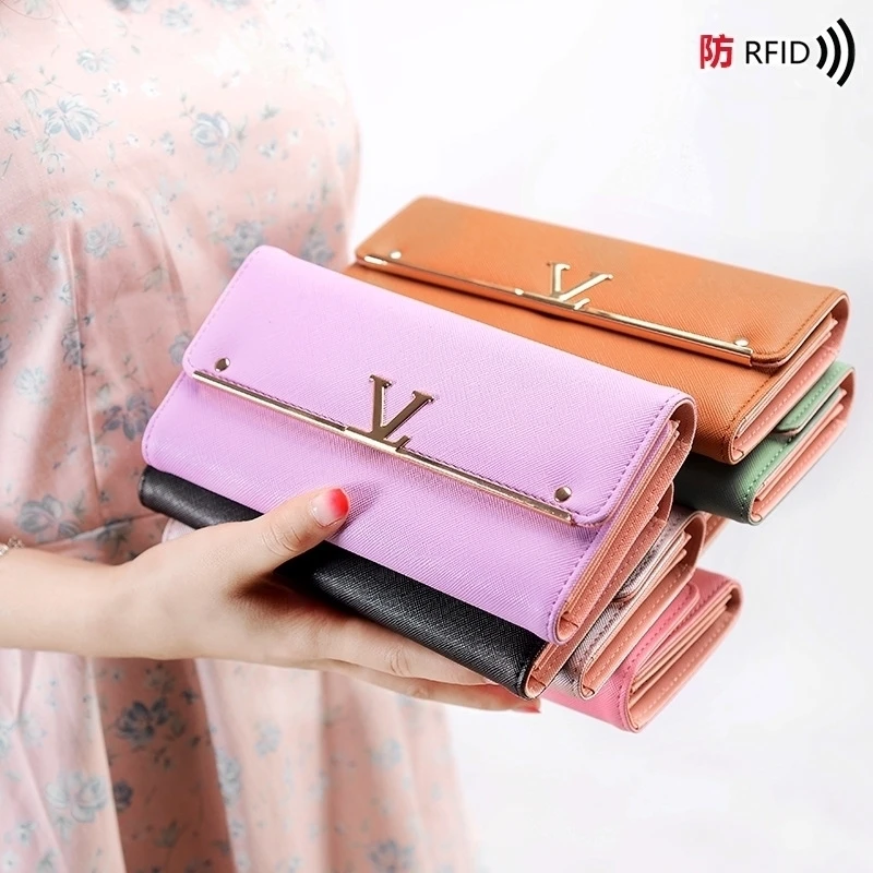 

Anti-Theft Card Wallet Summer Buckle Clutch Bag Multi-Card Long Paragraph Wallet Clutch Bag