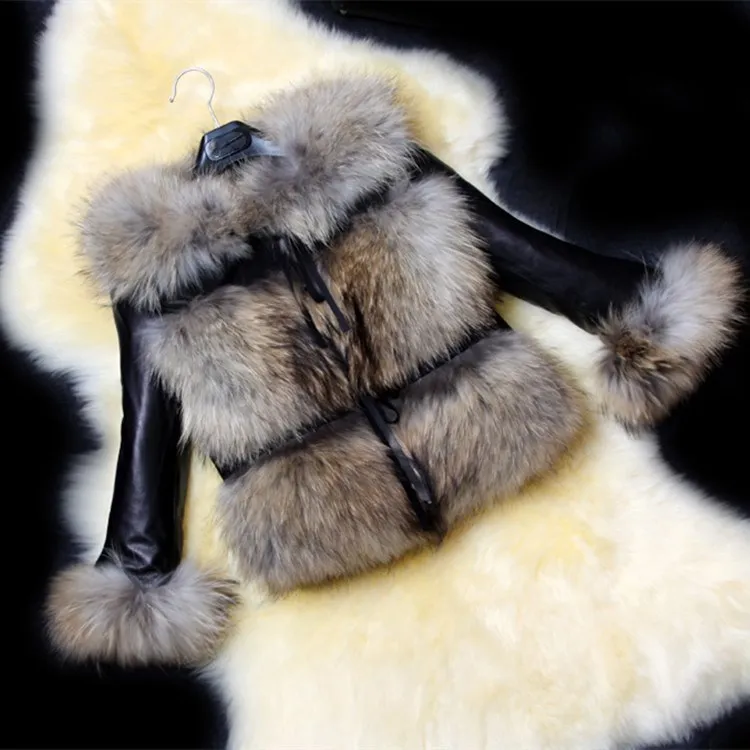 

2018 Autumn Winter Short Fur Jacket Coat Leisure Pu Leather Stitched Faux Fur Coat Ladies Temperament Overcoat