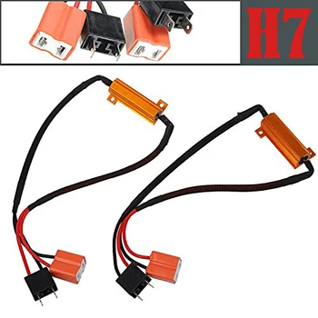 

H7 50W 6Ohm Error Free LED Light Load Resistor Adapter Fix Flashing for Headlight Daytime Running Light Turn Signal Fog Lamp