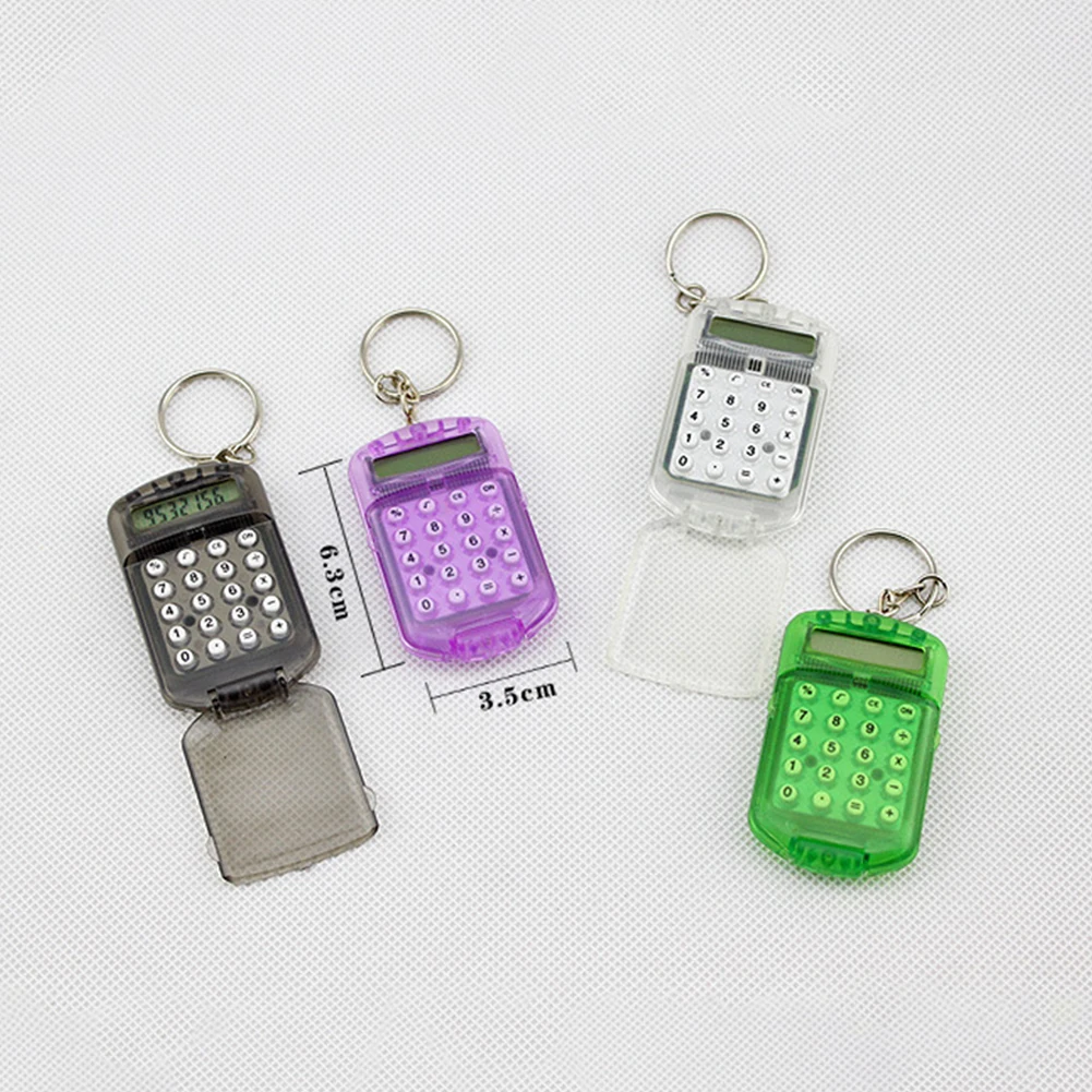 Портативный складной мини электронный калькулятор, прозрачное кольцо для ключей, расчетное устройство, поставка для офиса, школы, Канцтовары