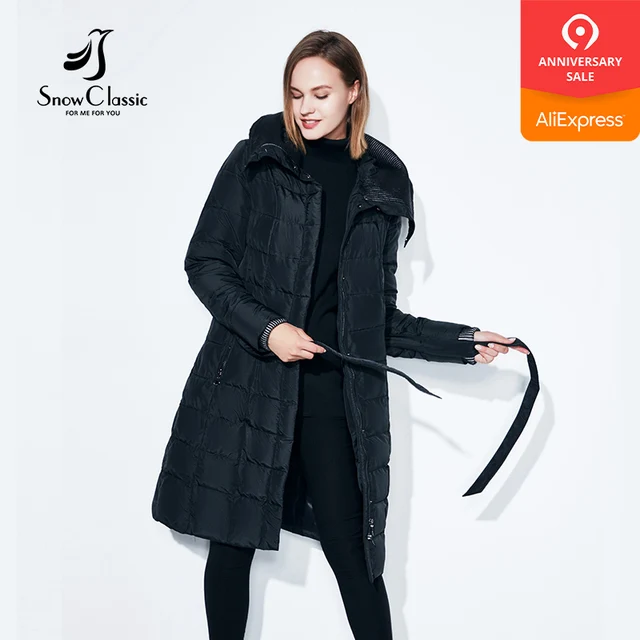 Snowclassic весенняя куртка женщин зимнее пальто женщин теплые outwear мода большой размер Средние-длинние роскошные зимние пальто толстые Slim Solid