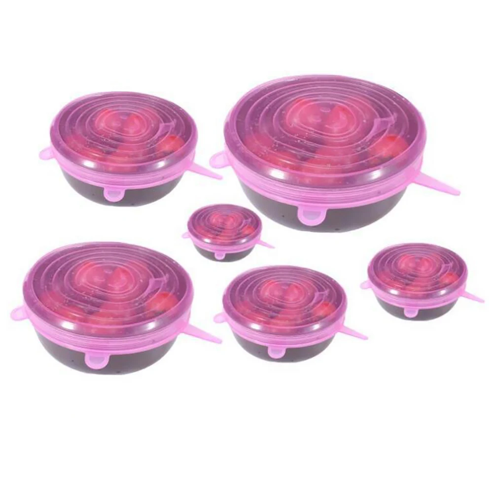

6PCS/Set Universal Silicone Lids Stretch Suction Cover Cooking Pot Pan Silicone Cover Pan Spill Lid Stopper Home Bowl Cover