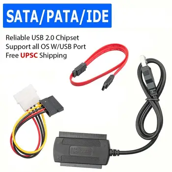 

SATA/PATA/IDE to USB 2.0 Adapter Converter Cable Connector for Hard Drive Disk 2.5" 3.5 Plug and Play High Speed Transmission