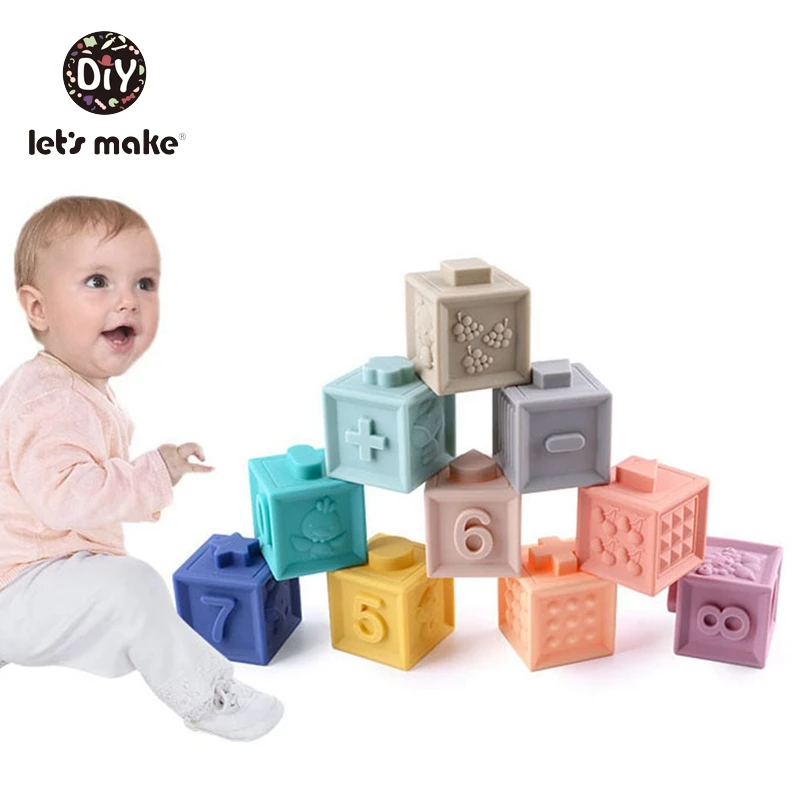 

Let's Make Baby Toys Building Block Food Grade Silicone Teether Montessori Toy Safe Baby Teething Boy And Girl Gift 1 set